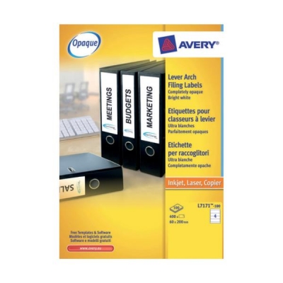 avery filing labels laser lever arch 4 per sheet 200x60mm ref l7171